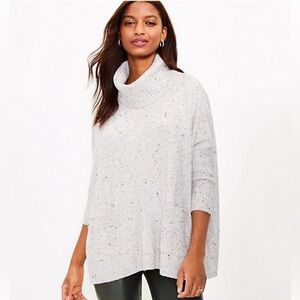 Loft Off White/Black Speckled Turtleneck Sweater, Size Large